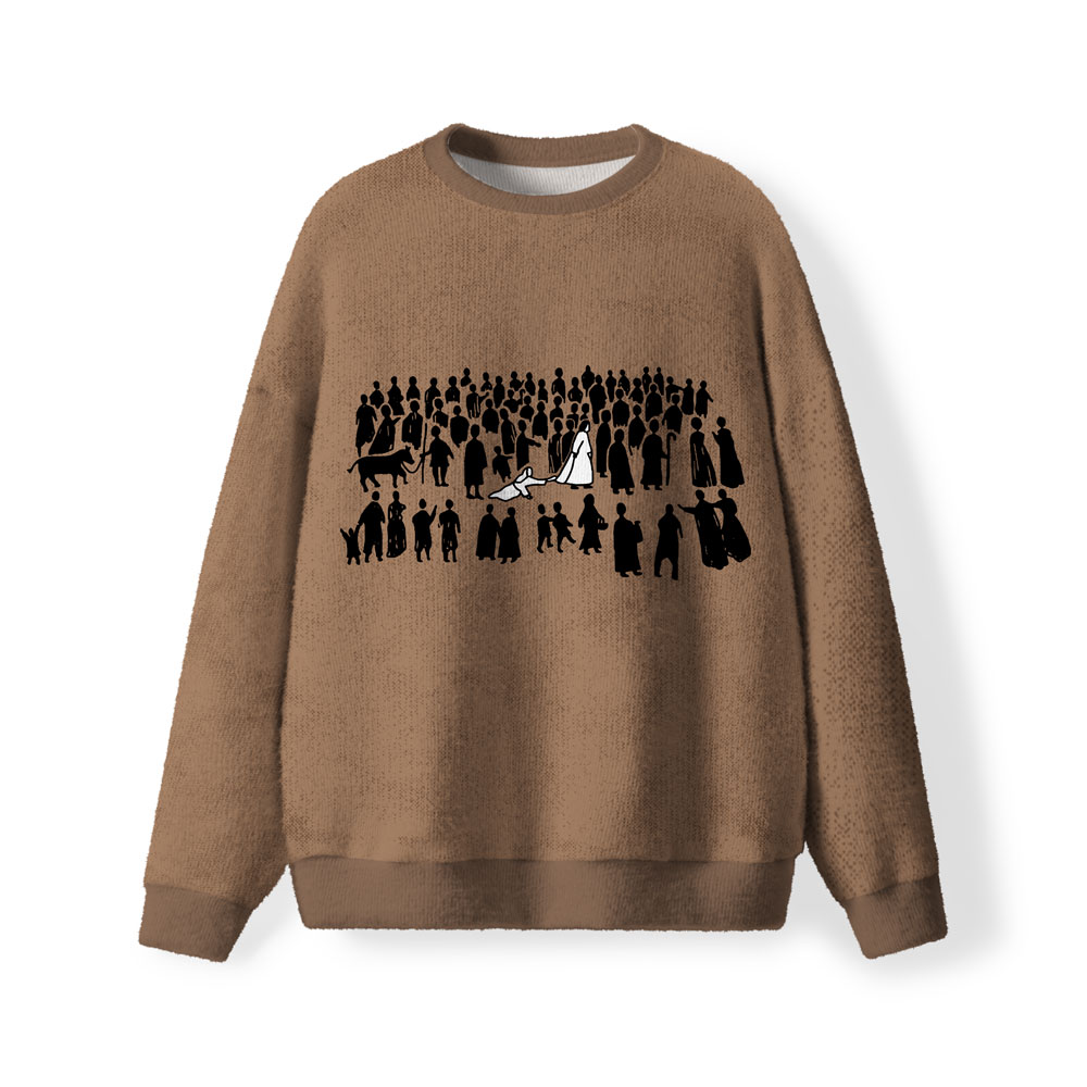 By His Wounds  We Are Healed Furry Christian Lightweight Sweater