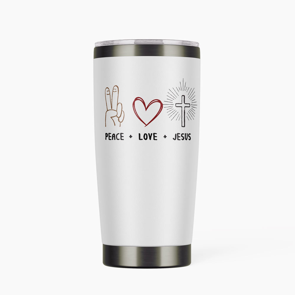 Personalized Peace Love Jesus  Christian 20OZ Tumbler