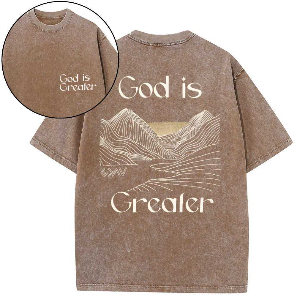 God Is Greater Christian Washed T-Shirt