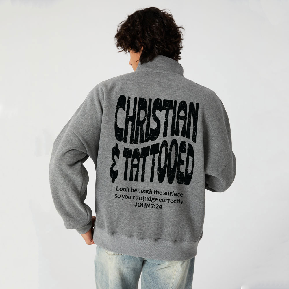CHristian & Tattooed Christian Half Zip Fleece Sweatshirt