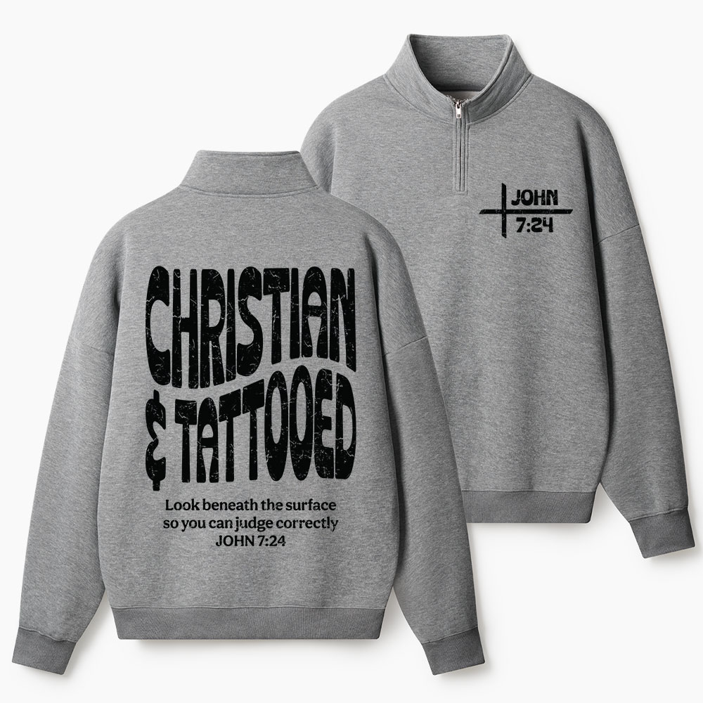 CHristian & Tattooed Christian Half Zip Fleece Sweatshirt