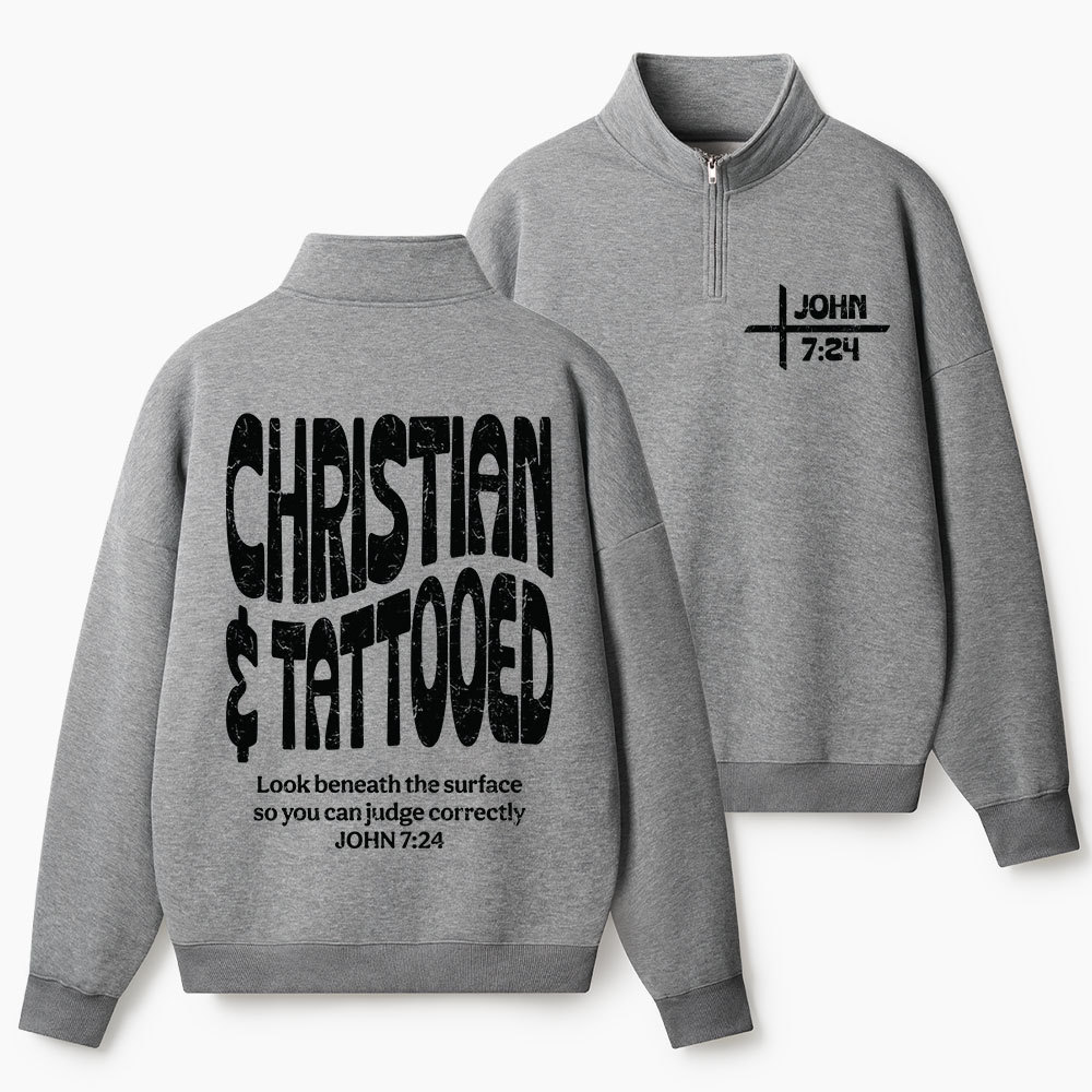 CHristian & Tattooed Christian Half Zip Fleece Sweatshirt