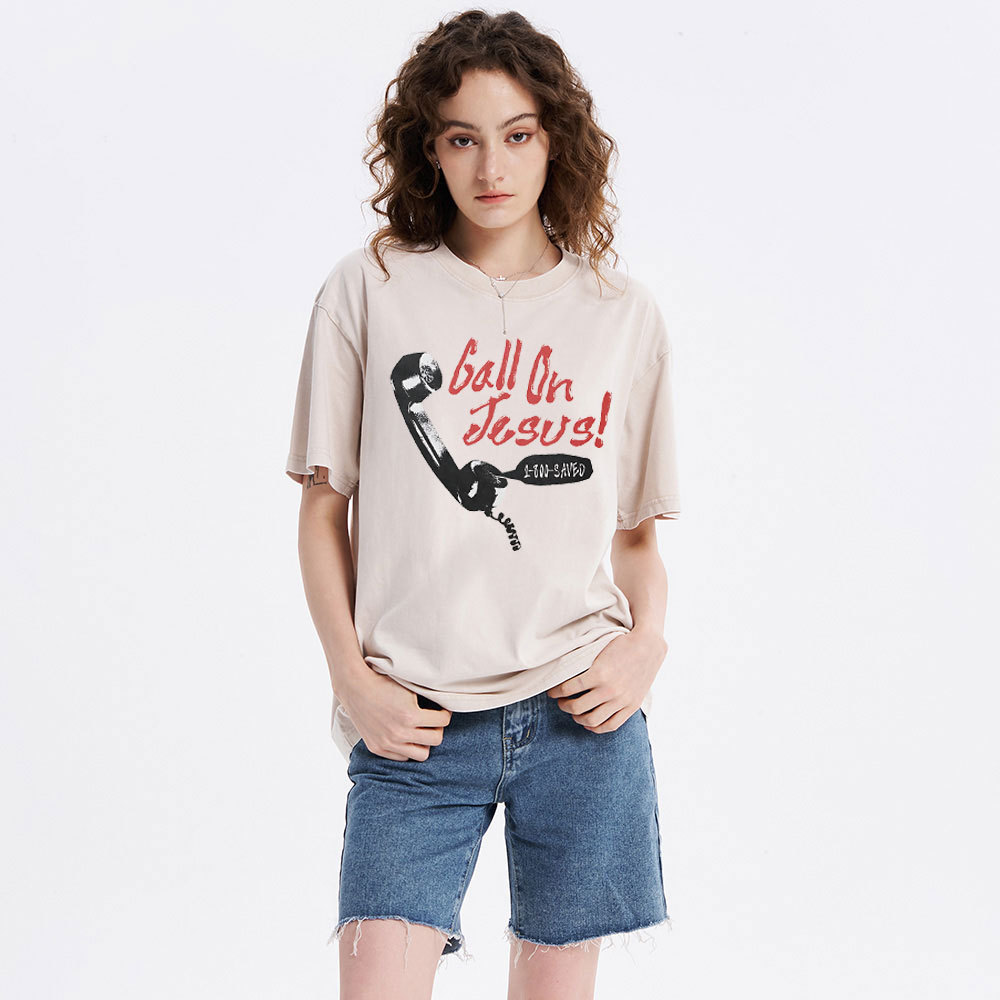 Call On Jesus Christian Washed T-Shirt