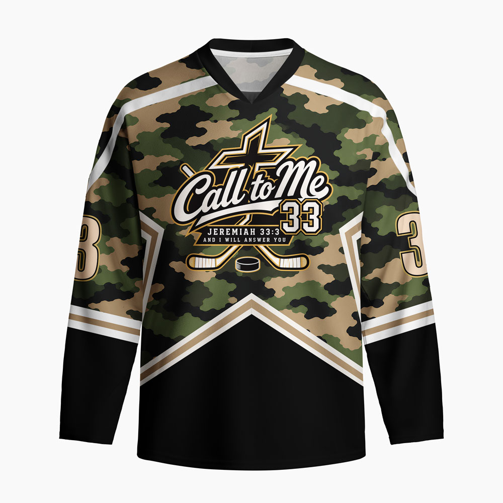 Call To Me And I Will Answer You Long Sleeve Hockey Jersey