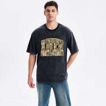 Camo Amen Christian Washed T-Shirt