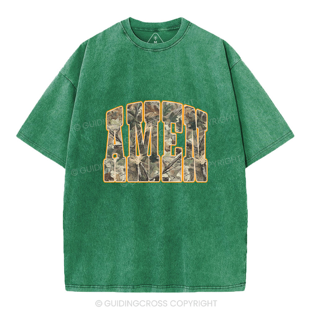 Camo Amen Christian Washed T-Shirt