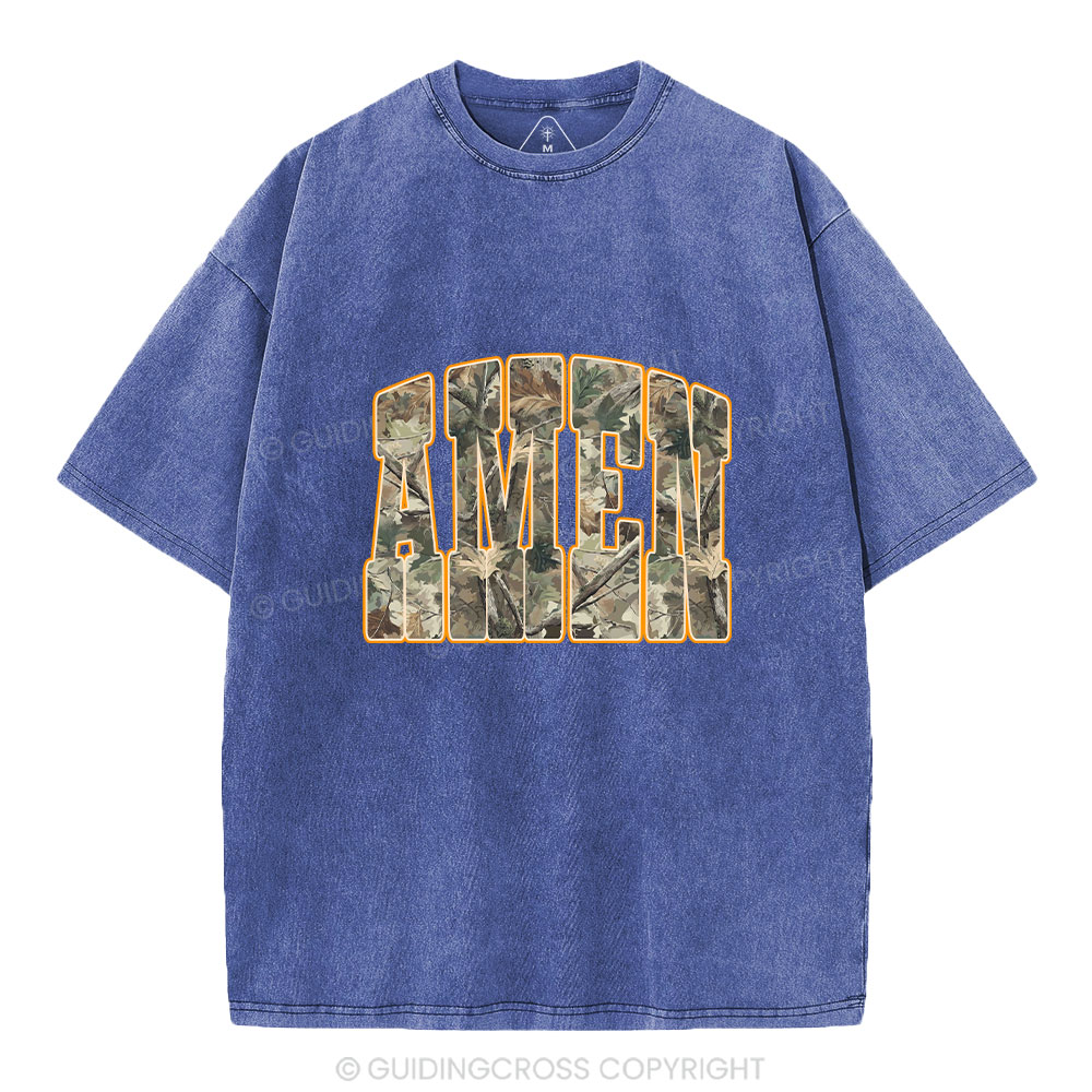Camo Amen Christian Washed T-Shirt