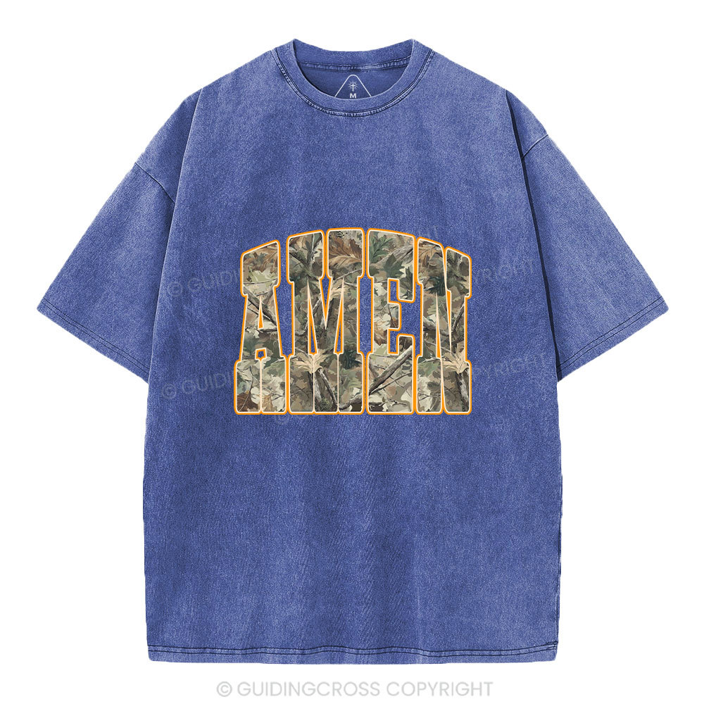 Camo Amen Christian Washed T-Shirt