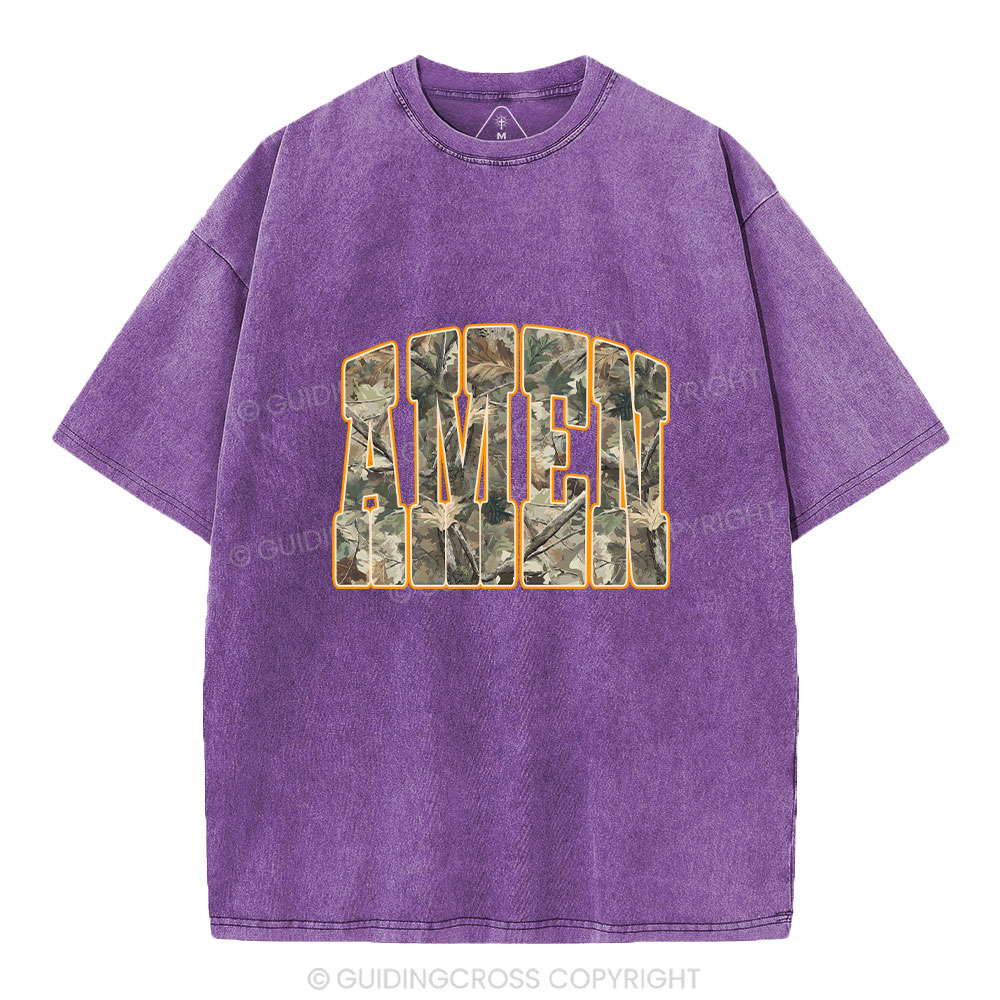 Camo Amen Christian Washed T-Shirt