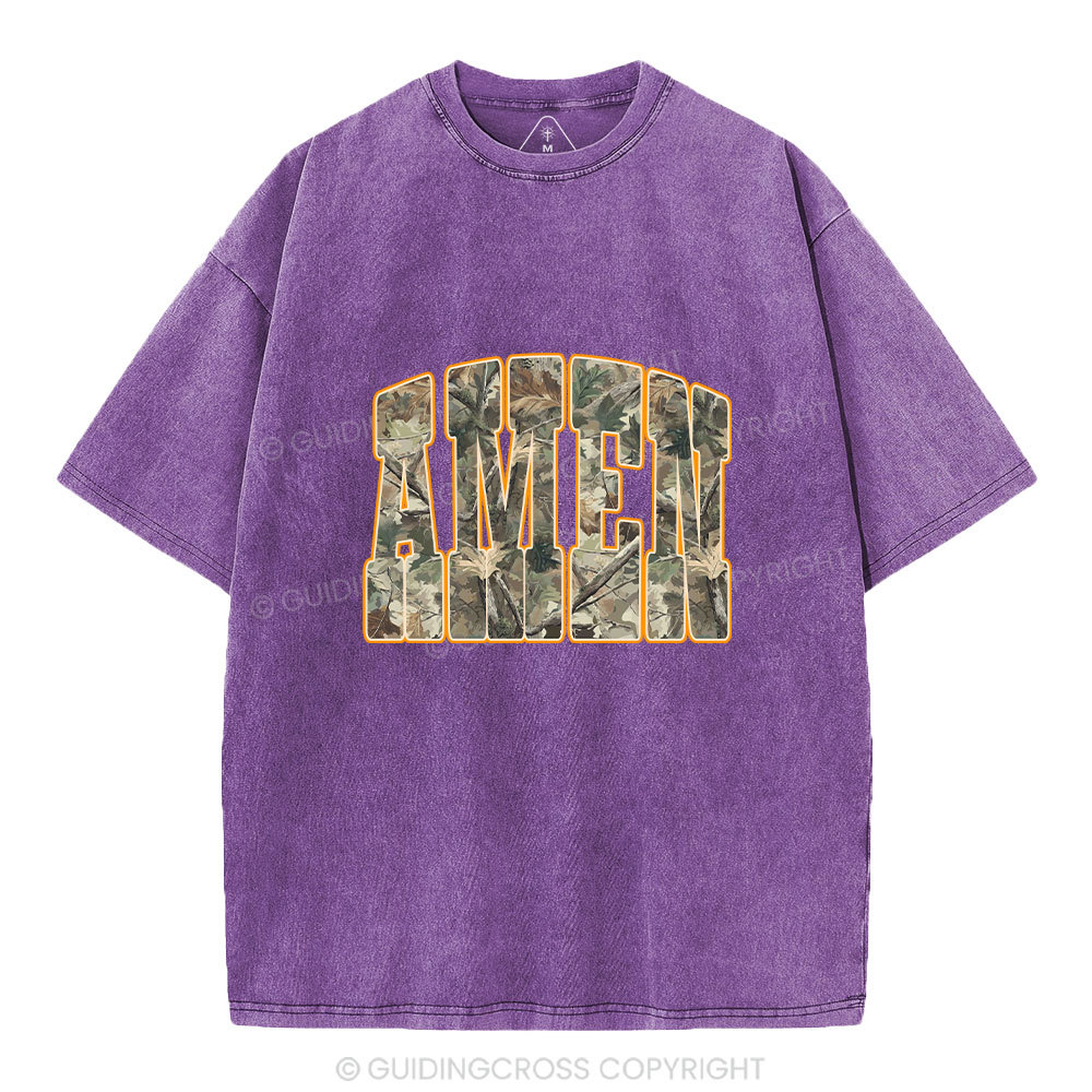 Camo Amen Christian Washed T-Shirt