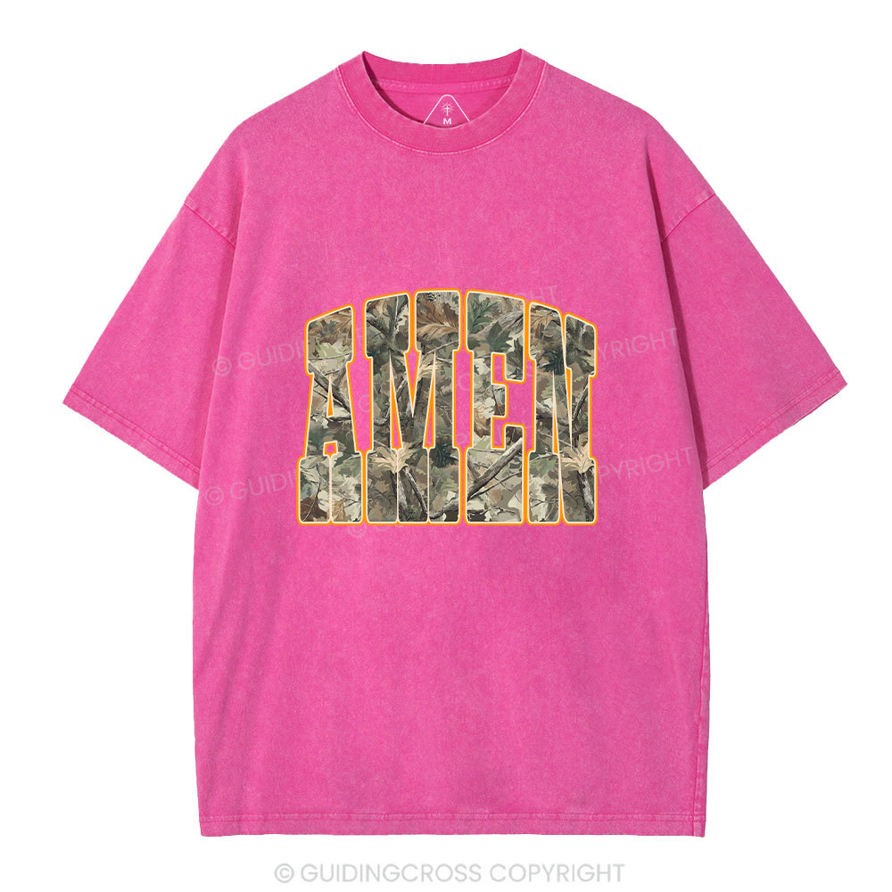 Camo Amen Christian Washed T-Shirt