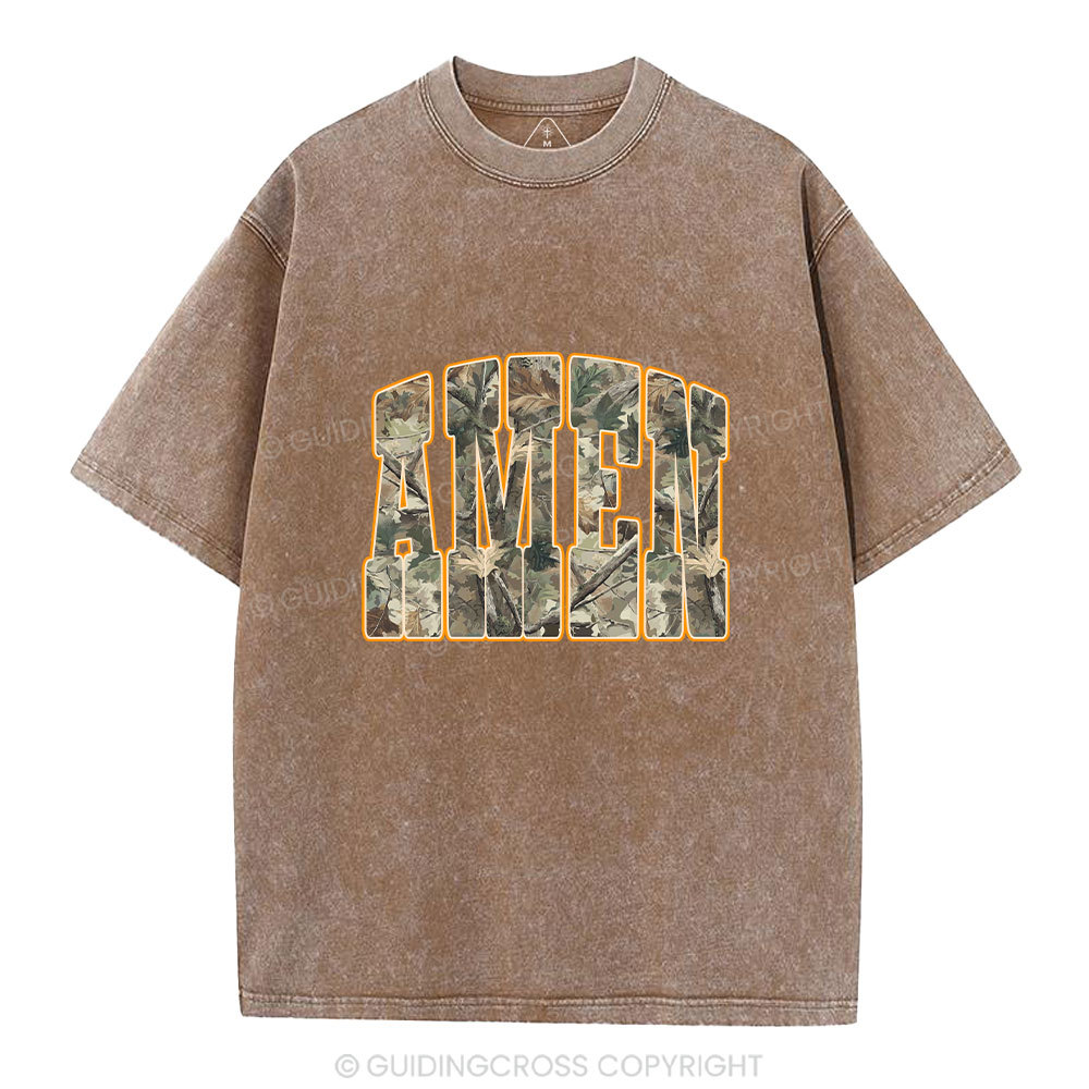 Camo Amen Christian Washed T-Shirt