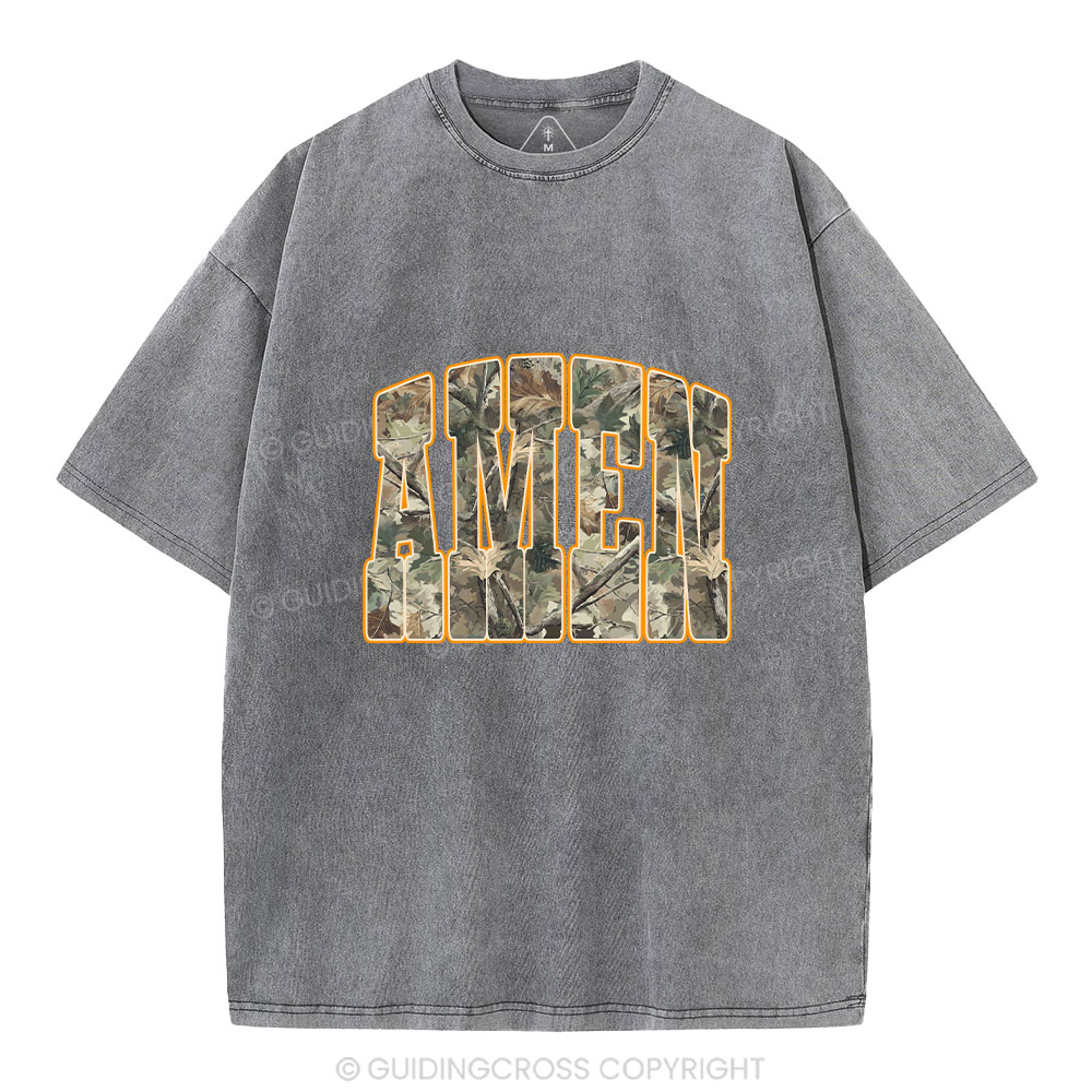 Camo Amen Christian Washed T-Shirt