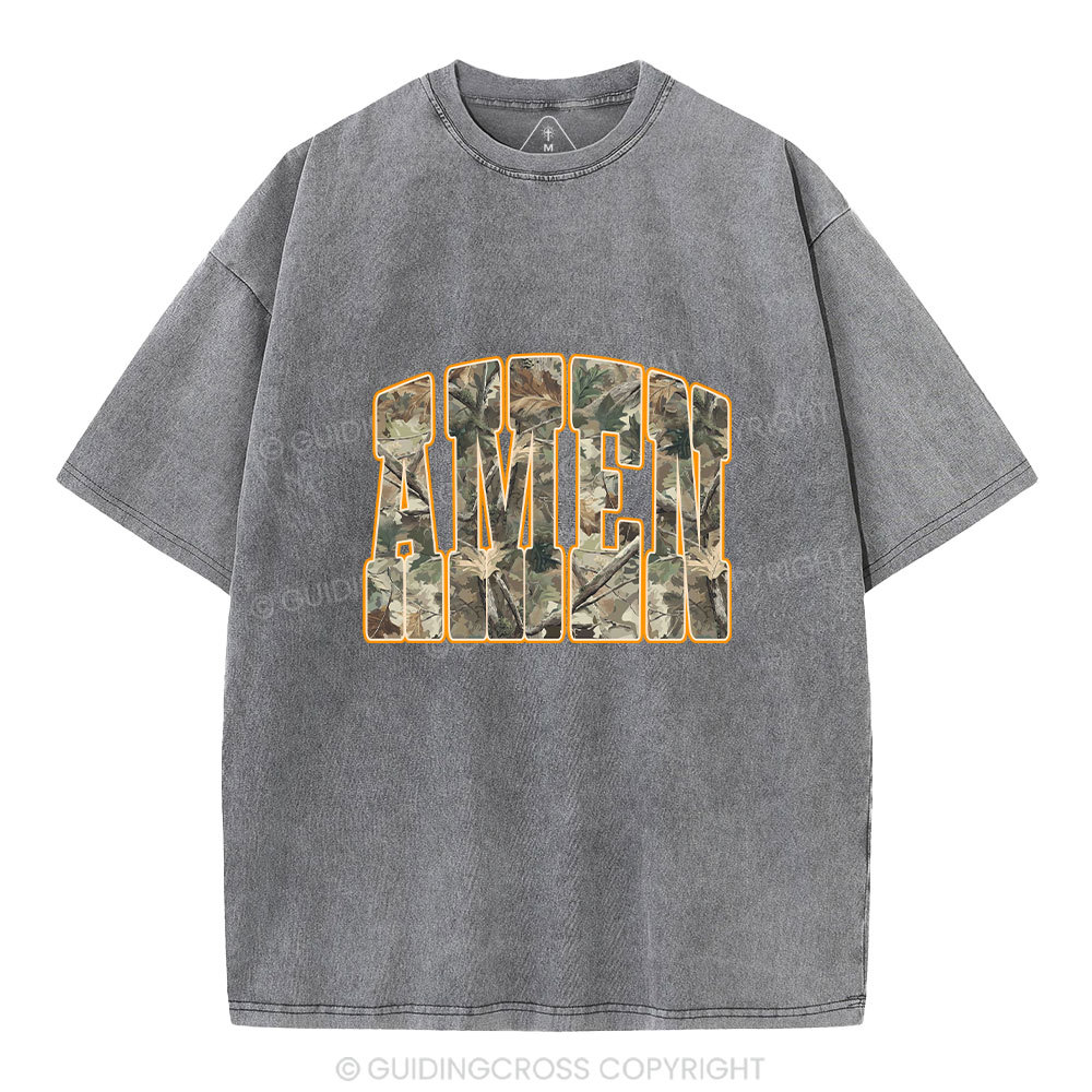 Camo Amen Christian Washed T-Shirt
