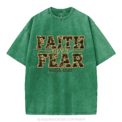 Camo Faith Over Fear Christian Washed T-Shirt