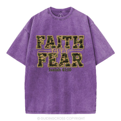 Camo Faith Over Fear Christian Washed T-Shirt