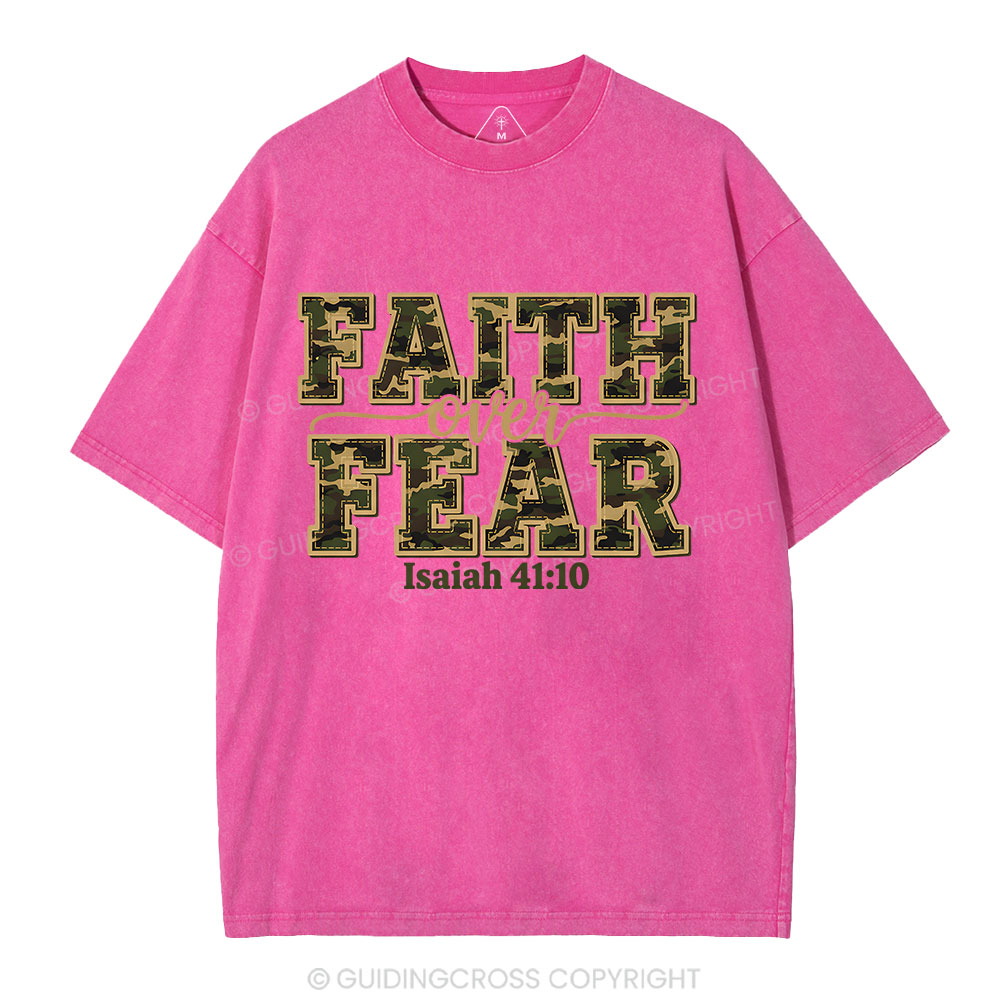 Camo Faith Over Fear Christian Washed T-Shirt