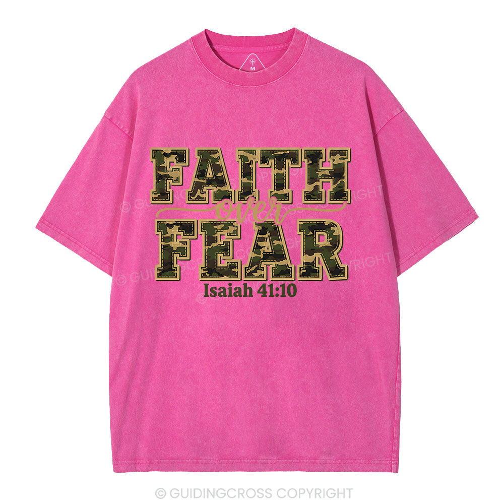 Camo Faith Over Fear Christian Washed T-Shirt