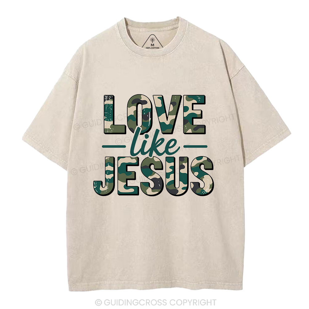 Camo Love Like Jesus Christian Washed T-Shirt