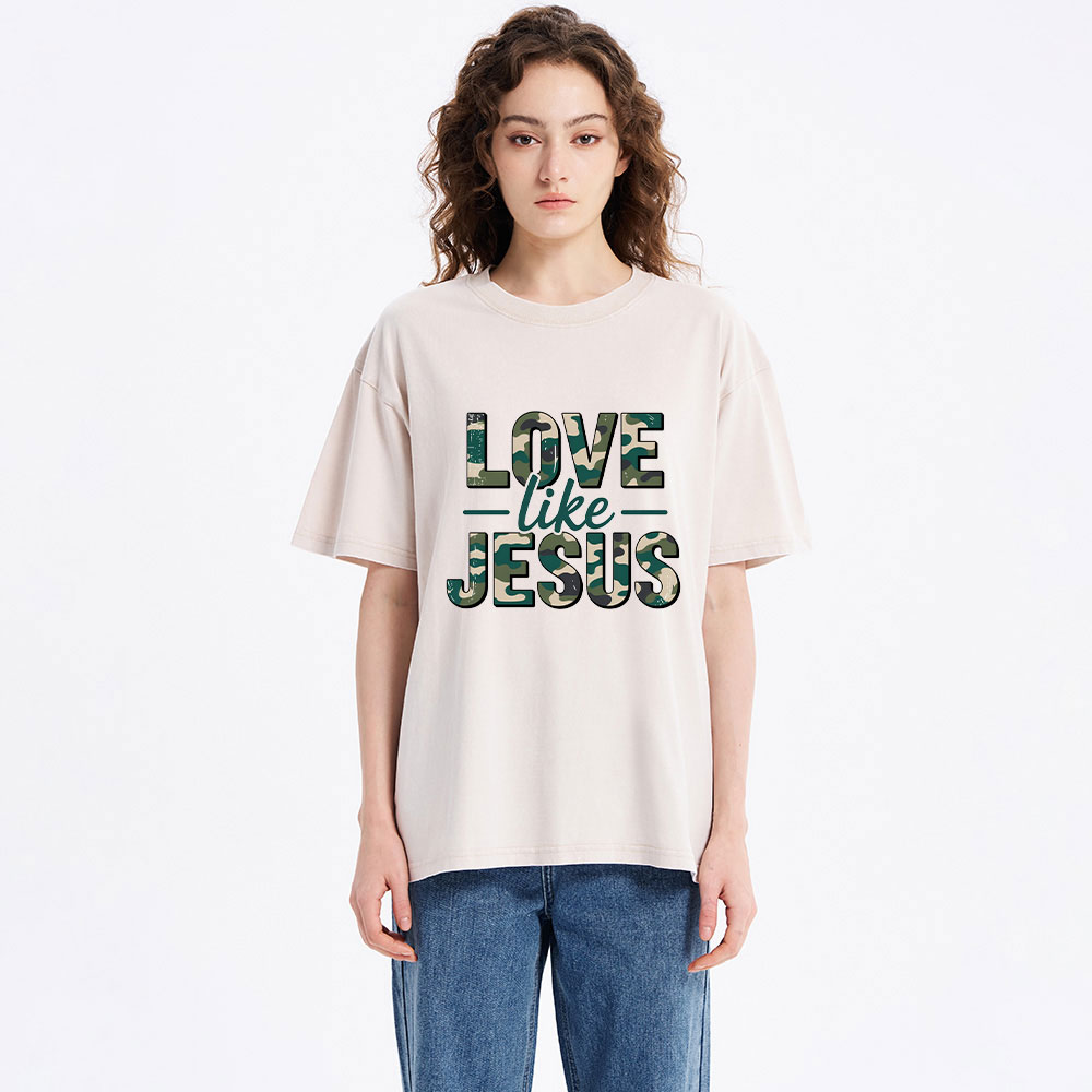 Camo Love Like Jesus Christian Washed T-Shirt