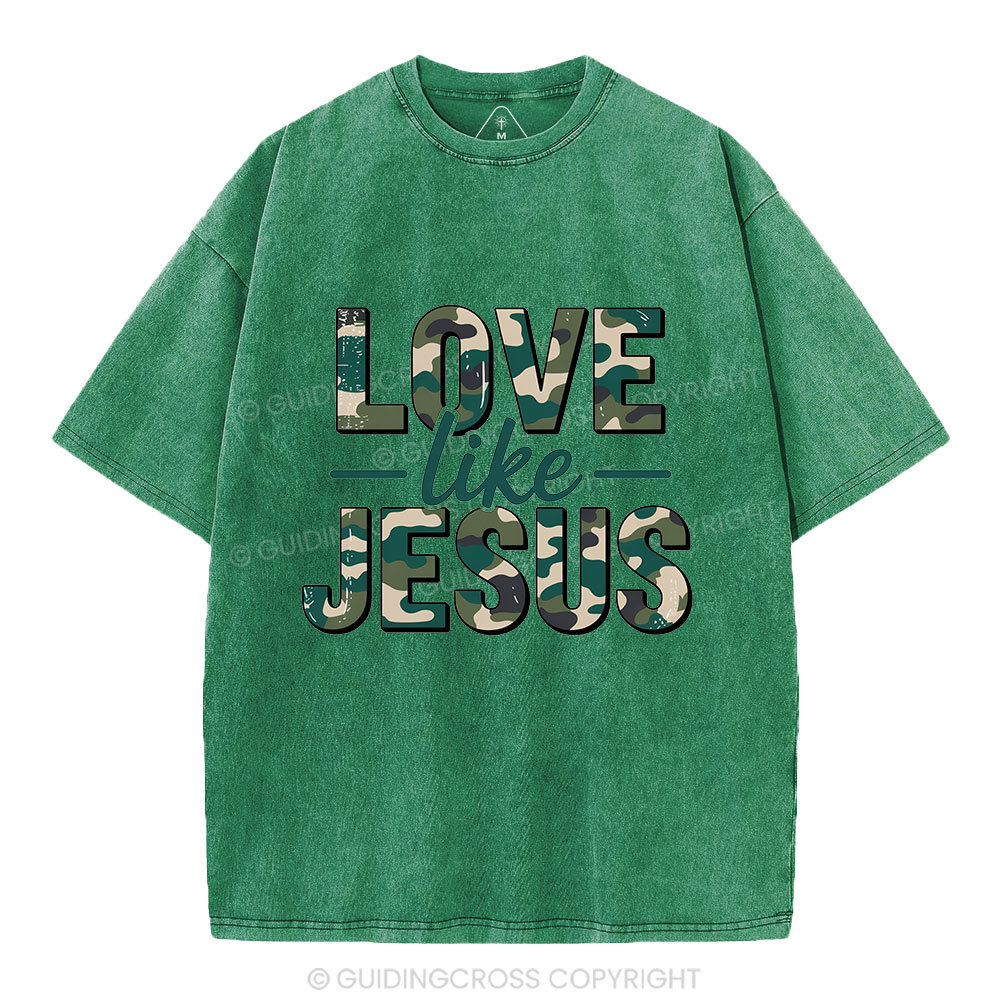 Camo Love Like Jesus Christian Washed T-Shirt