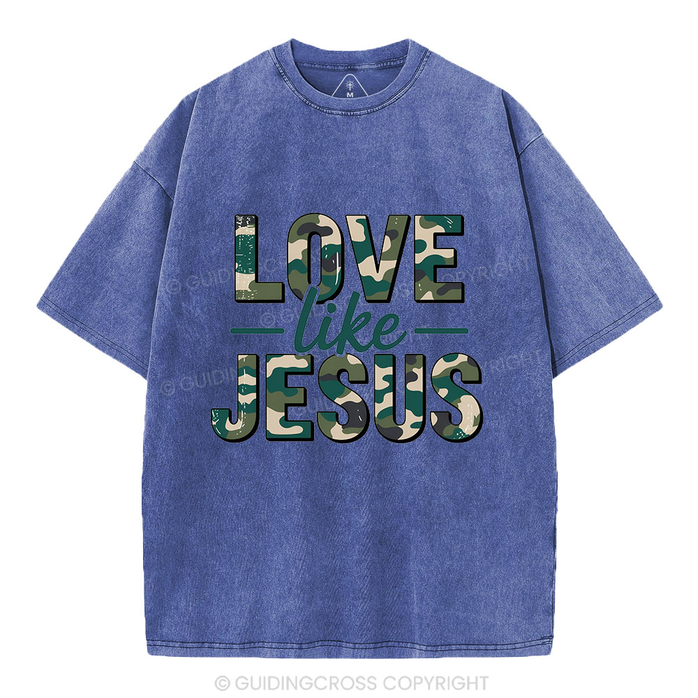 Camo Love Like Jesus Christian Washed T-Shirt