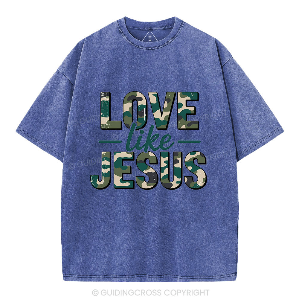Camo Love Like Jesus Christian Washed T-Shirt