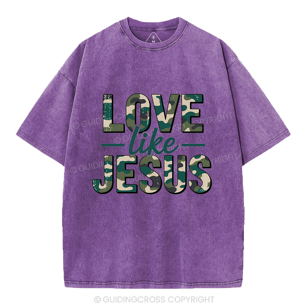 Camo Love Like Jesus Christian Washed T-Shirt
