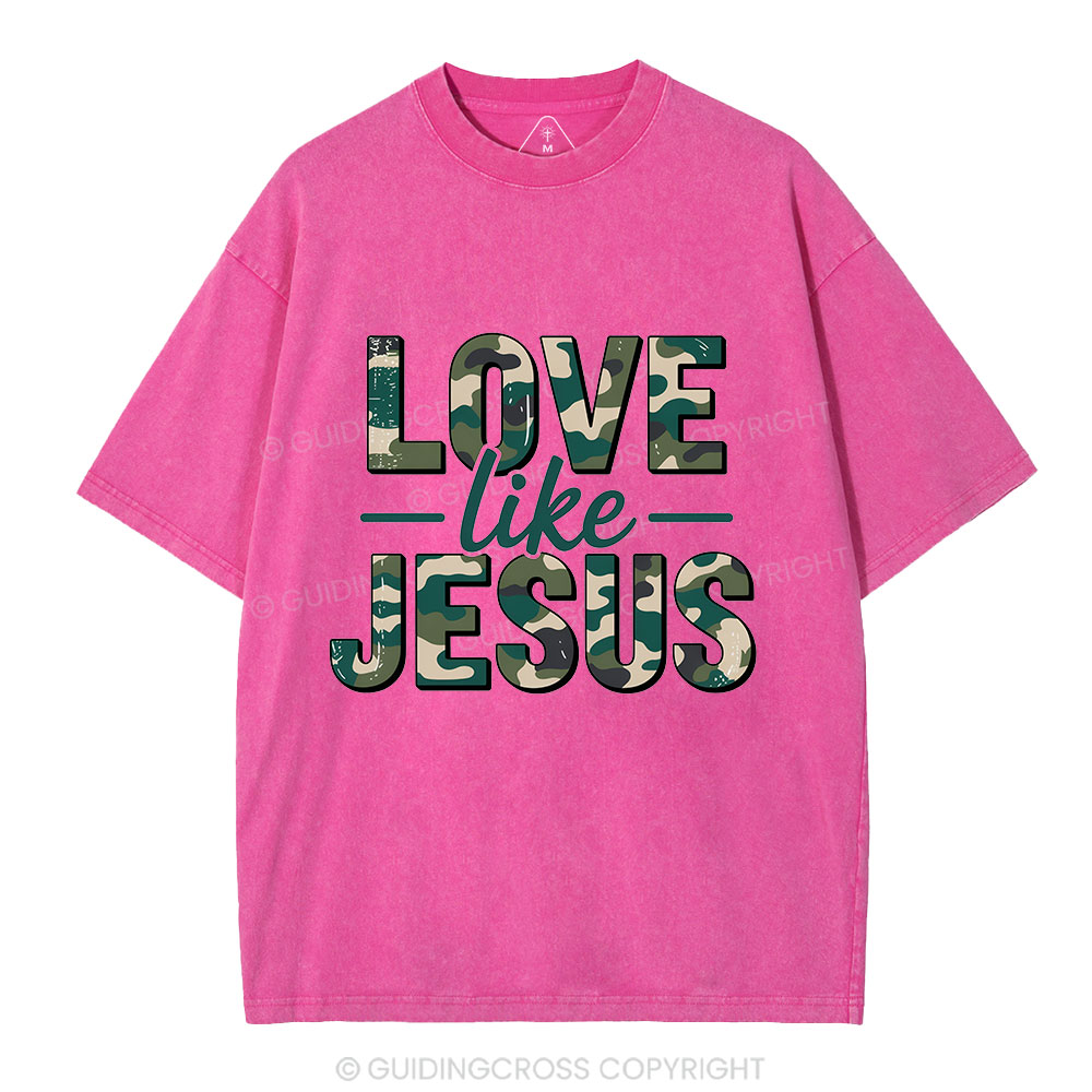 Camo Love Like Jesus Christian Washed T-Shirt