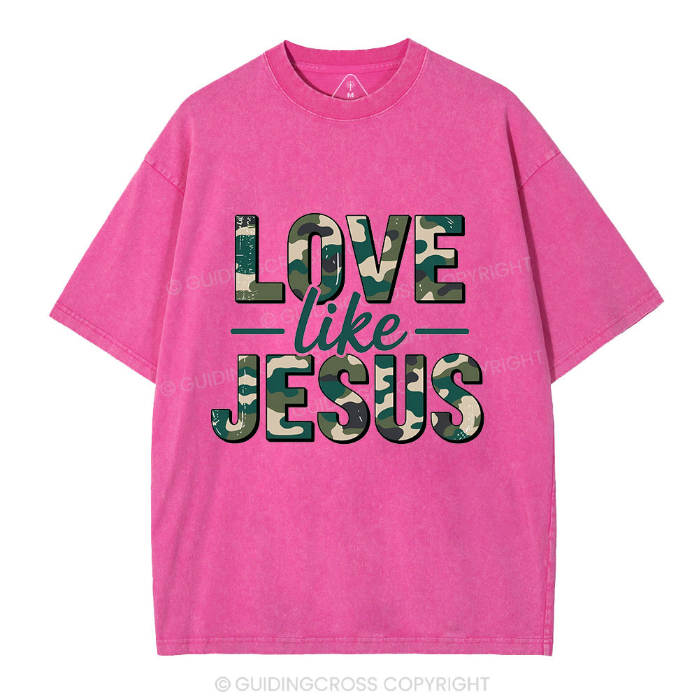 Camo Love Like Jesus Christian Washed T-Shirt