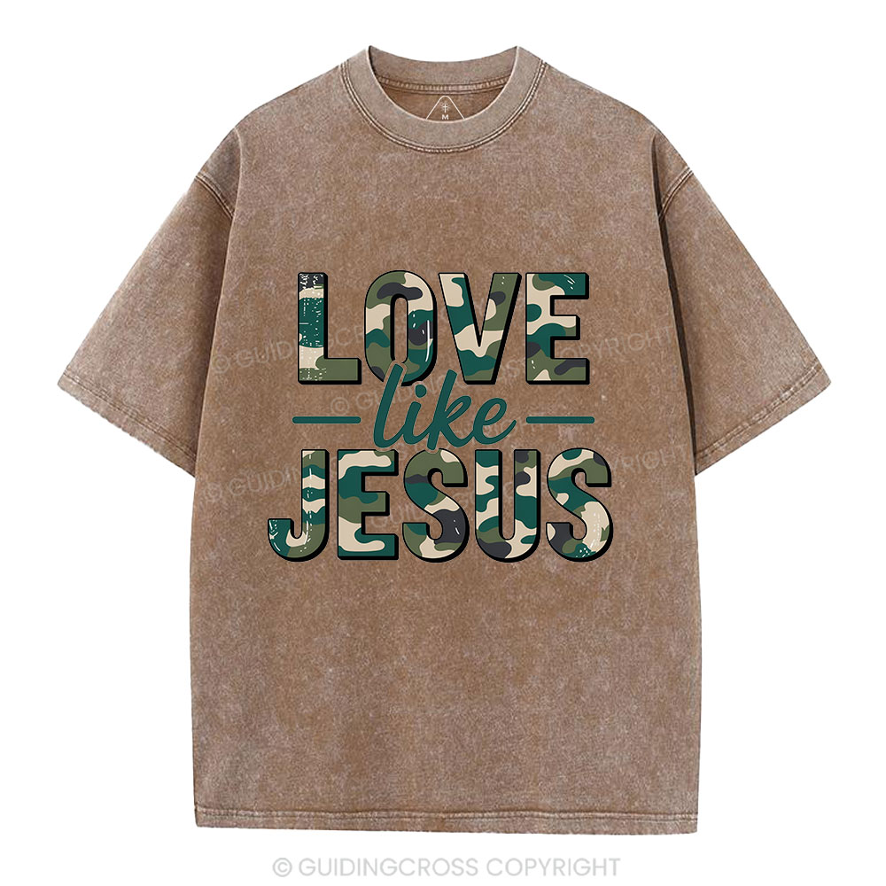 Camo Love Like Jesus Christian Washed T-Shirt