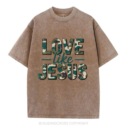 Camo Love Like Jesus Christian Washed T-Shirt