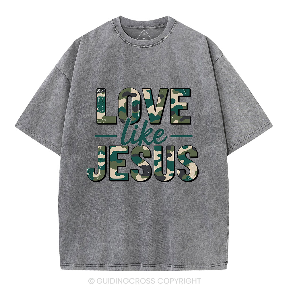 Camo Love Like Jesus Christian Washed T-Shirt