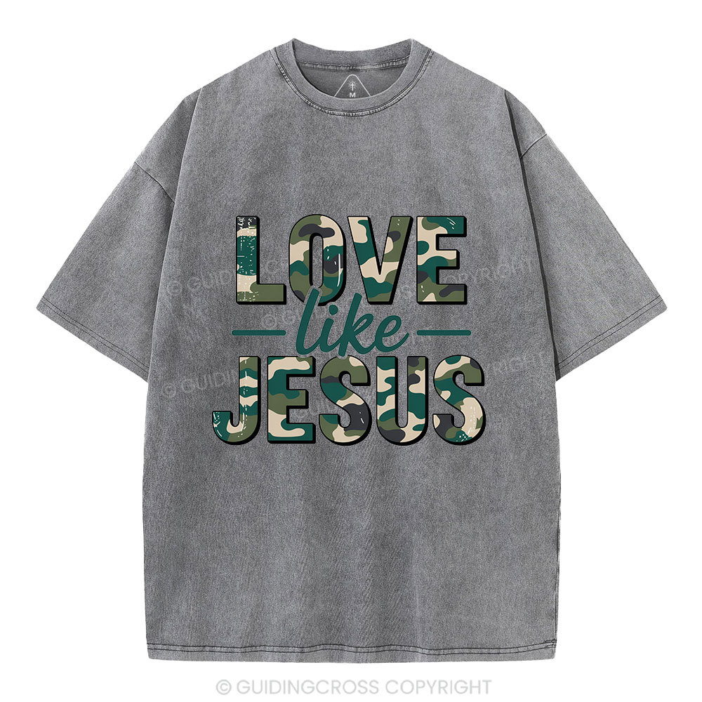 Camo Love Like Jesus Christian Washed T-Shirt
