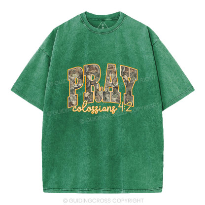 Camo Pray Christian Washed T-Shirt