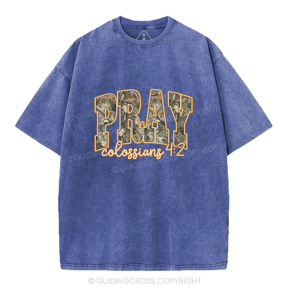Camo Pray Christian Washed T-Shirt
