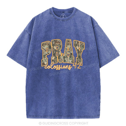 Camo Pray Christian Washed T-Shirt