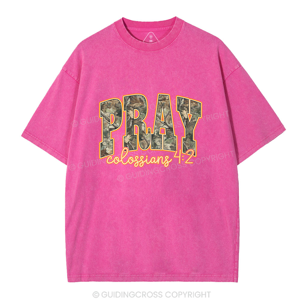 Camo Pray Christian Washed T-Shirt