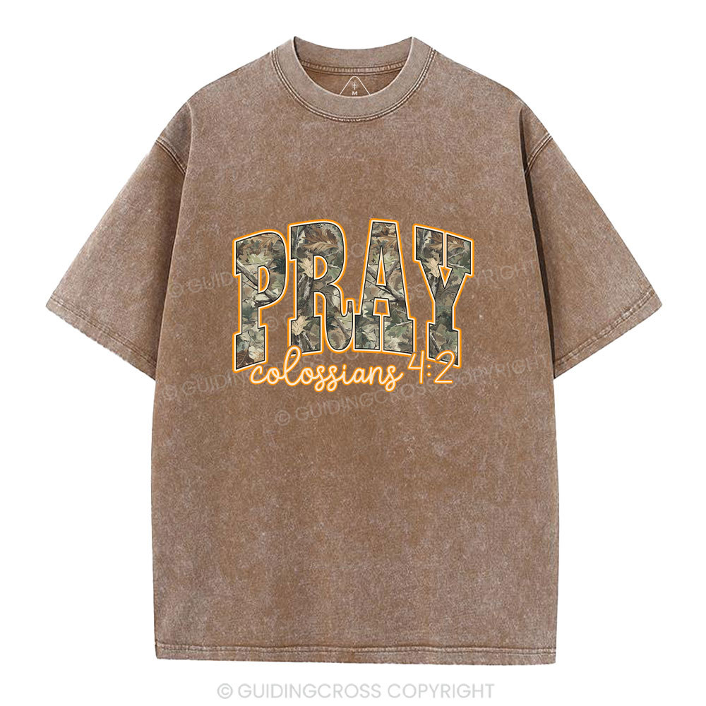 Camo Pray Christian Washed T-Shirt