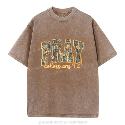 Camo Pray Christian Washed T-Shirt