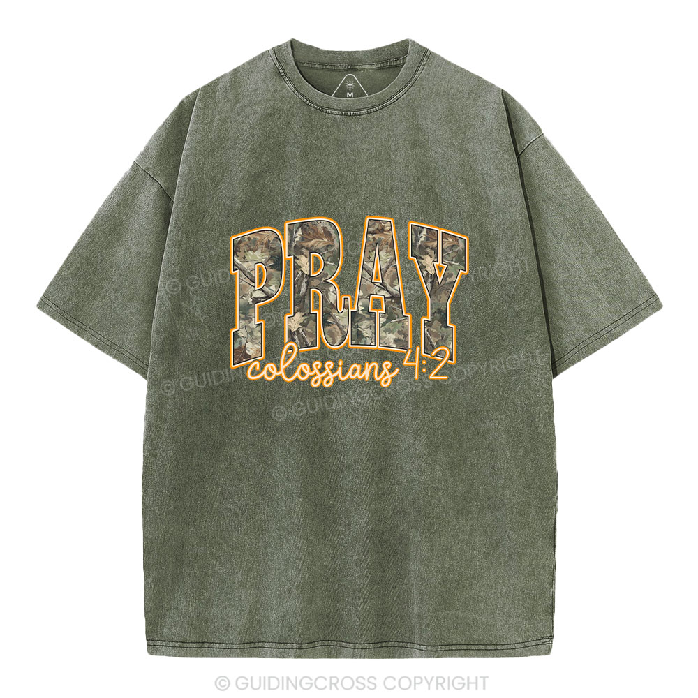 Camo Pray Christian Washed T-Shirt