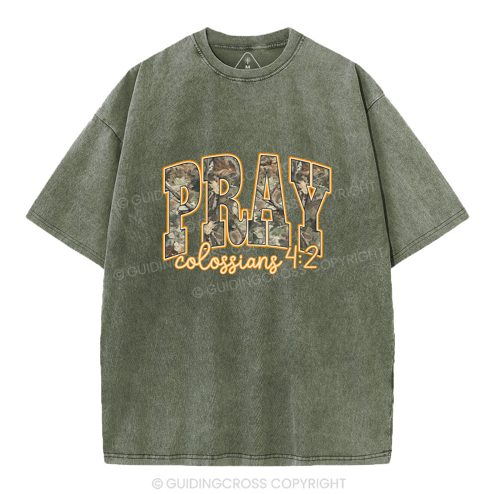 Camo Pray Christian Washed T-Shirt