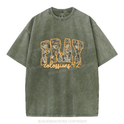 Camo Pray Christian Washed T-Shirt