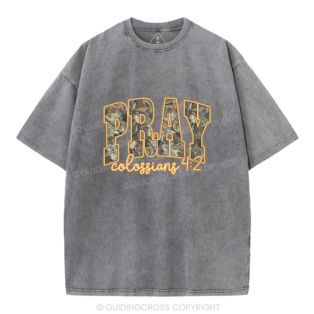 Camo Pray Christian Washed T-Shirt