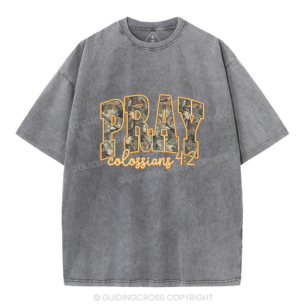 Camo Pray Christian Washed T-Shirt