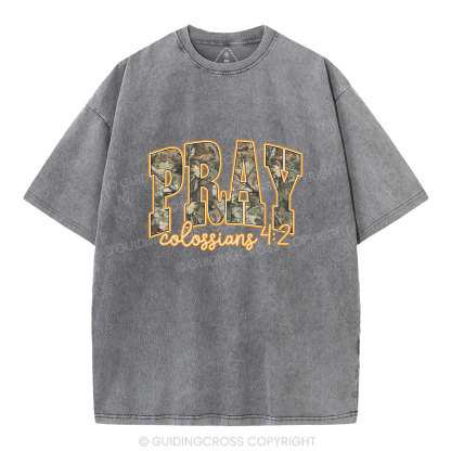 Camo Pray Christian Washed T-Shirt