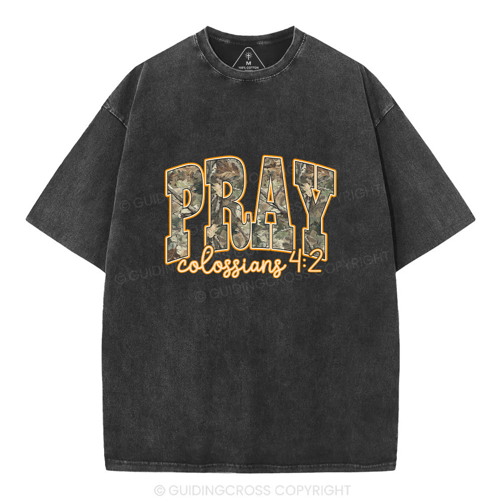 Camo Pray Christian Washed T-Shirt