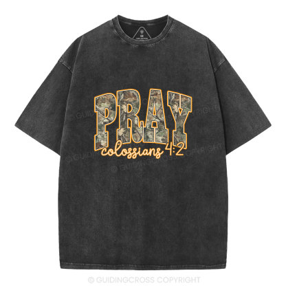 Camo Pray Christian Washed T-Shirt