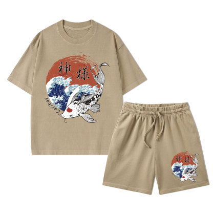 Caritas God Christian Washed T-Shirt & Shorts