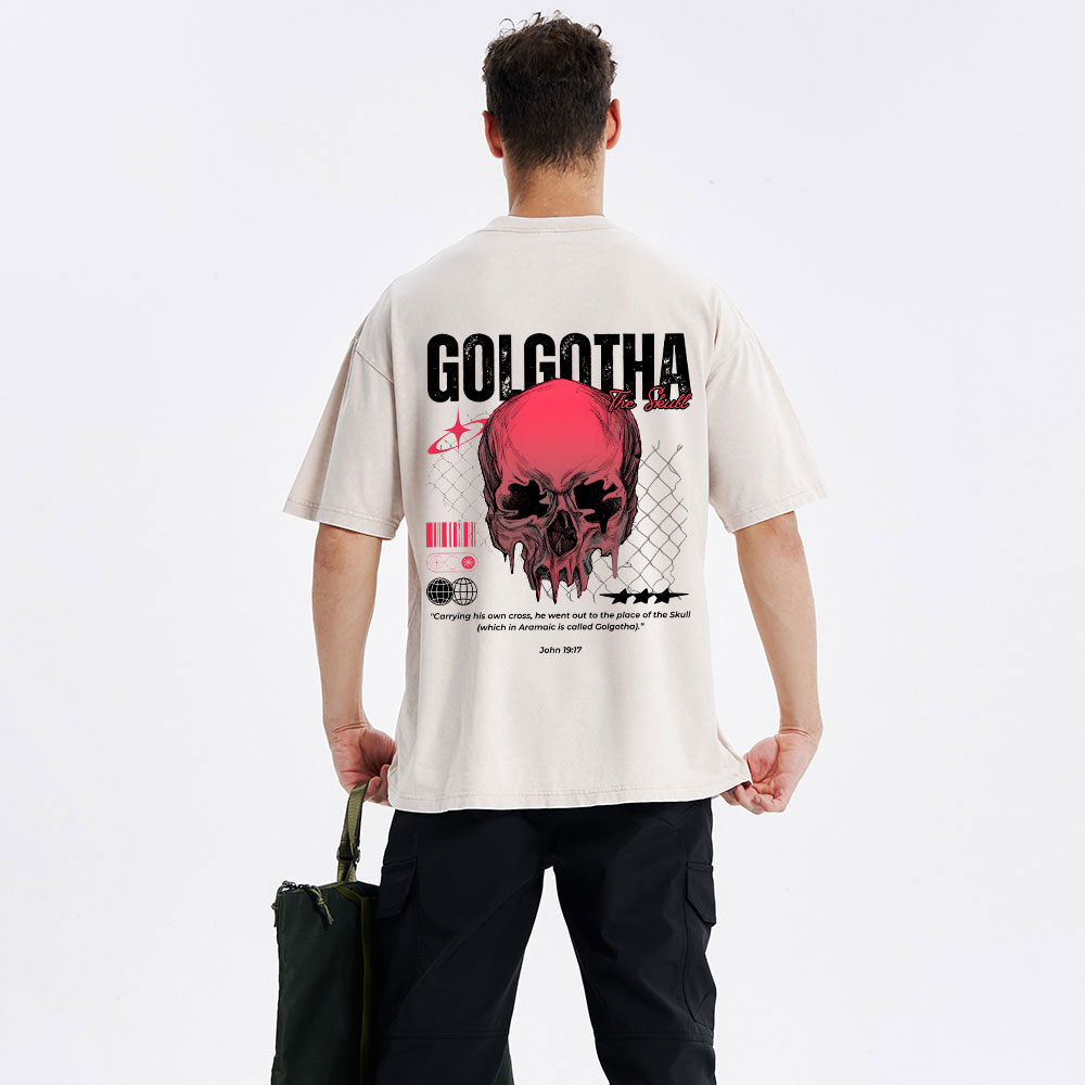 Carrying His Own Cross Christian Washed T-Shirt